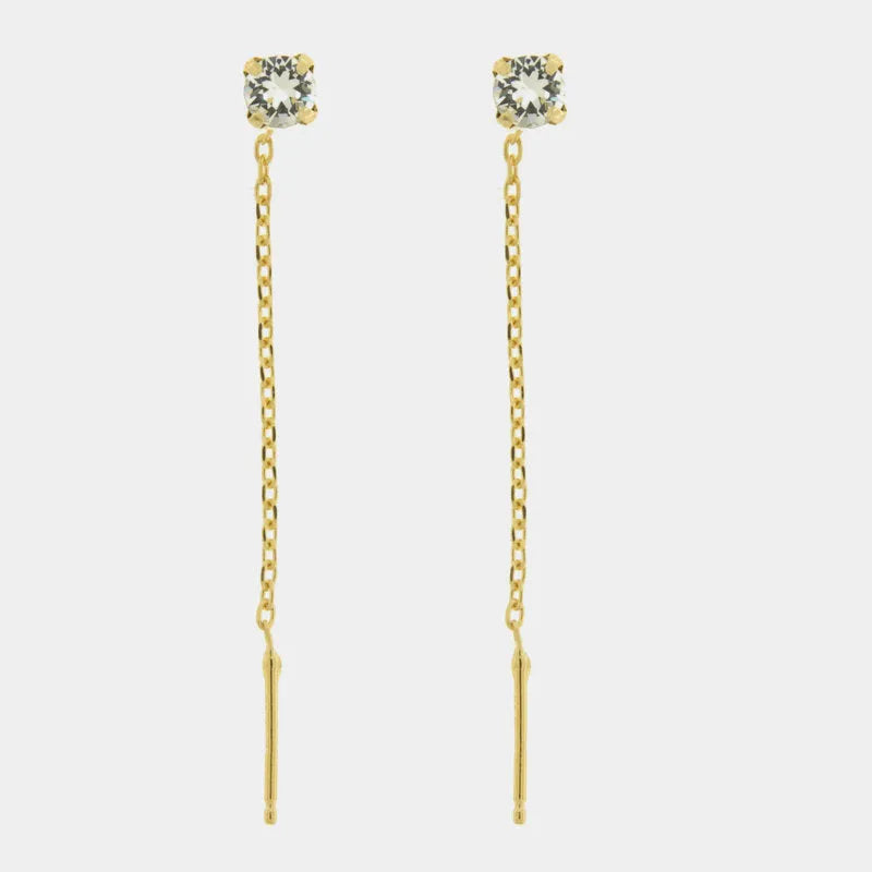 Sterling Silver 925 drop earrings with light blue solitaire