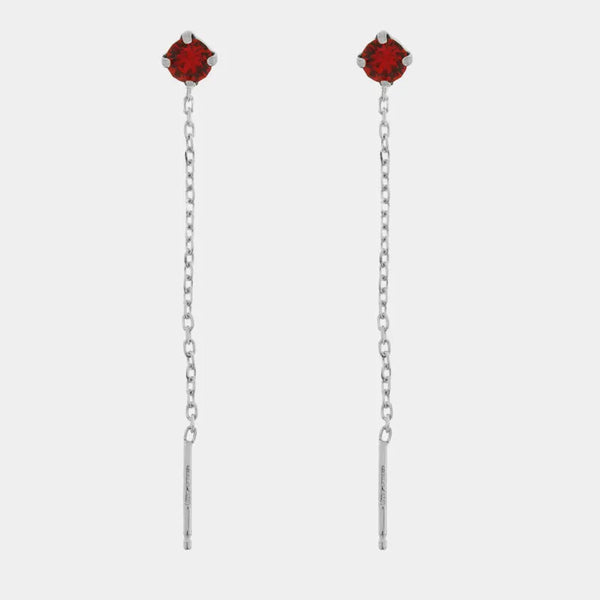 Orecchini argento 925 saliscendi con punto luce rosso - BYSIMON gioielli