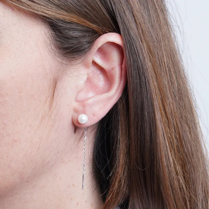 Orecchini in Argento 925 saliscendi con perla piccola