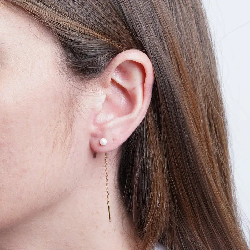 Sterling Silver 925 drop earrings with medium pearl