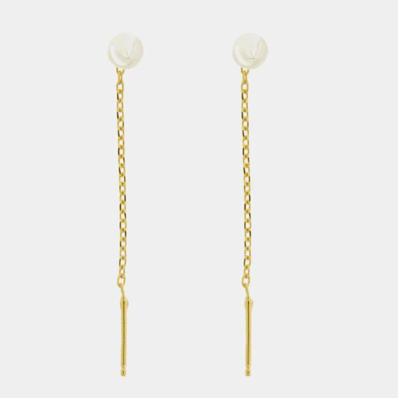 Sterling Silver 925 drop earrings with medium pearl