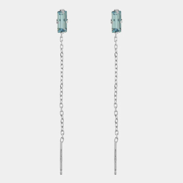 Orecchini argento 925 saliscendi con rettangolo azzurro - BYSIMON gioielli