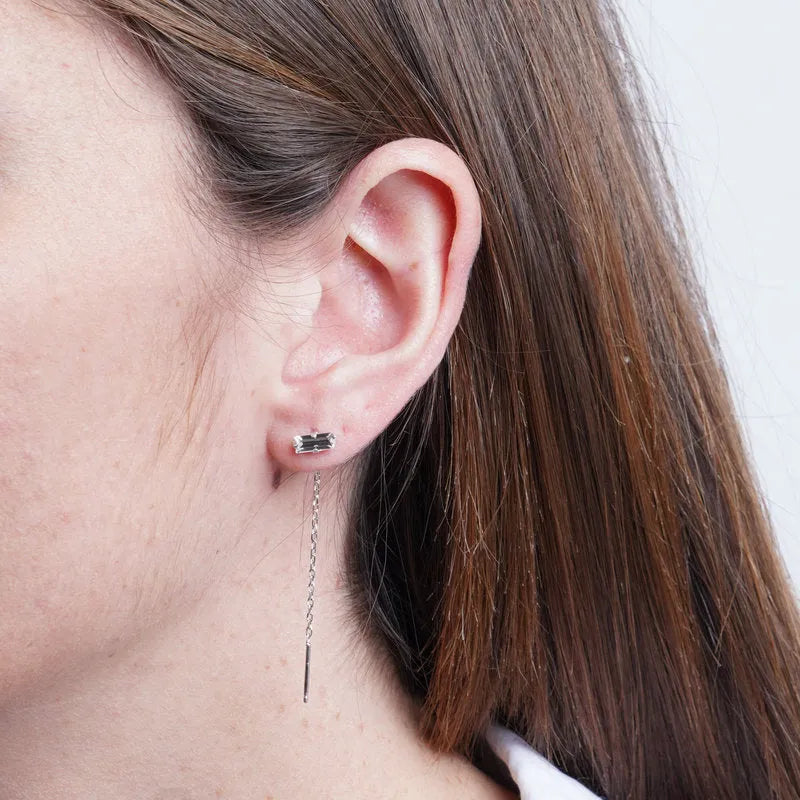 925 Sterling Silver Rectangle Drop Earrings