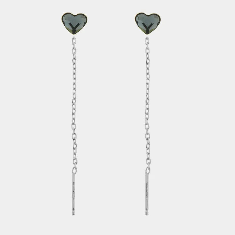 925 Sterling Silver Dangle Heart Earrings