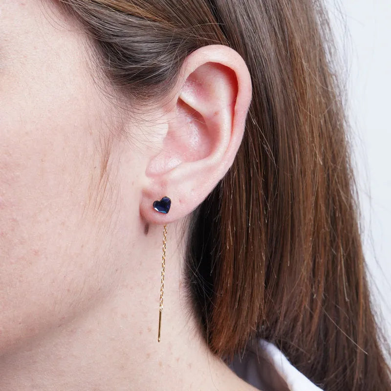 Sterling Silver 925 drop earrings with blue heart