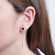 Orecchini in Argento 925 saliscendi cuore blu