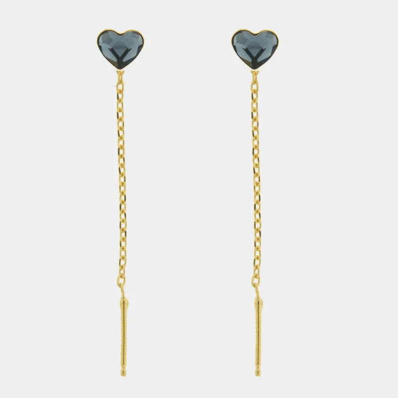 Sterling Silver 925 drop earrings with blue heart