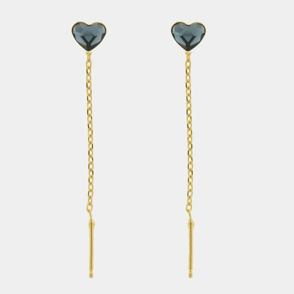Orecchini argento 925 saliscendi cuore blu - BYSIMON gioielli