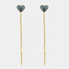 Orecchini in Argento 925 saliscendi cuore blu