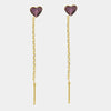Orecchini in Argento 925 saliscendi cuore viola