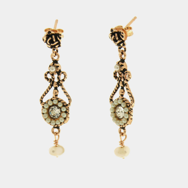 Orecchini in Argento 925 in stile antico con perle Collezione Novecento - BYSIMON gioielli