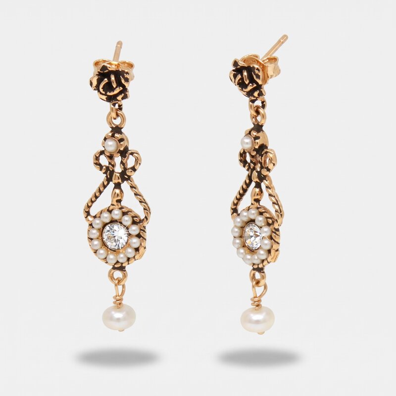 Orecchini in Argento 925 in stile antico con perle Collezione Novecento - BYSIMON gioielli
