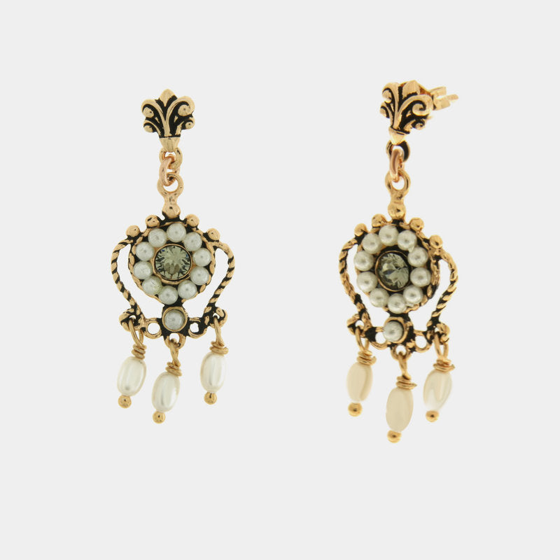 Orecchini in Argento 925 in stile antico con perle Collezione Novecento - BYSIMON gioielli