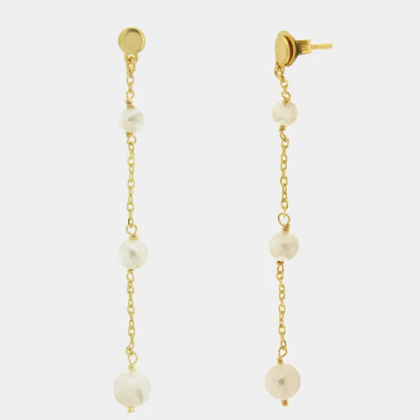 Orecchini argento 925 lunghi con perle pendenti - BYSIMON gioielli