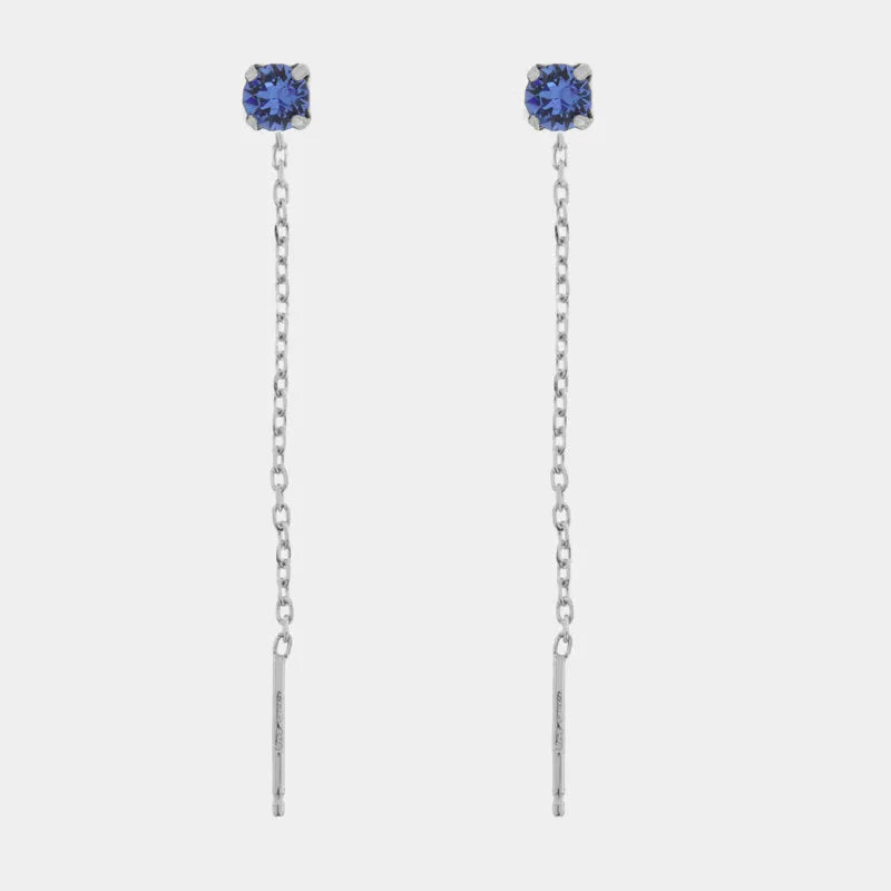 Orecchini in Argento 925 saliscendi con punto luce blu