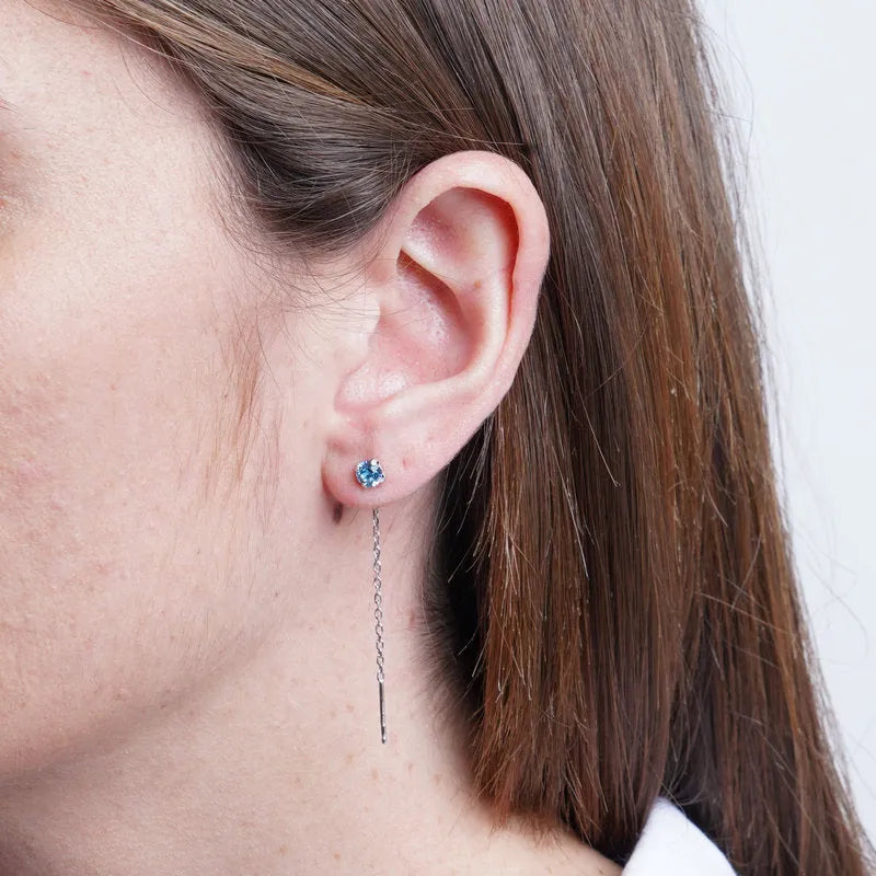Sterling Silver 925 drop earrings with blue crystals