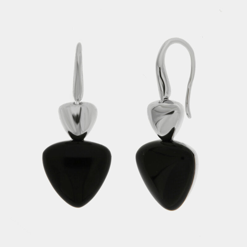 Orecchini argento 925 triangolo smaltato nero - BYSIMON gioielli