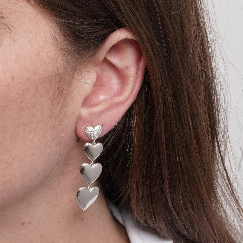 Orecchini in Argento 925 cuori pendenti lisci