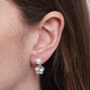 Orecchini in Argento 925 fiore con perla