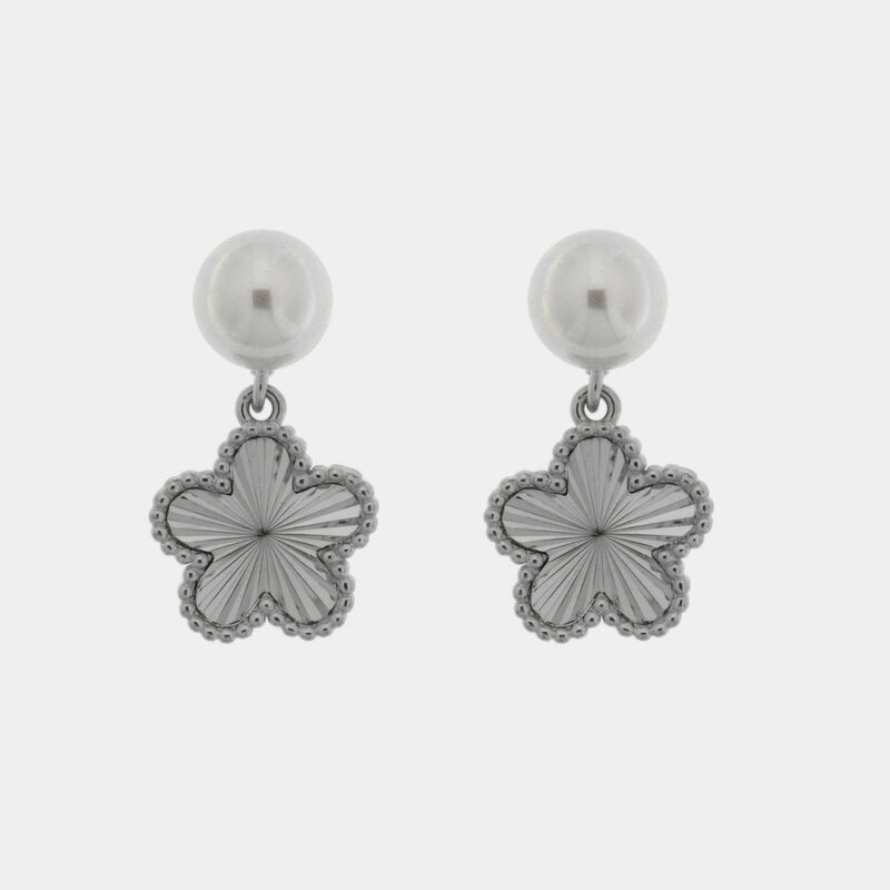 Orecchini argento 925 fiore con perla - BYSIMON gioielli