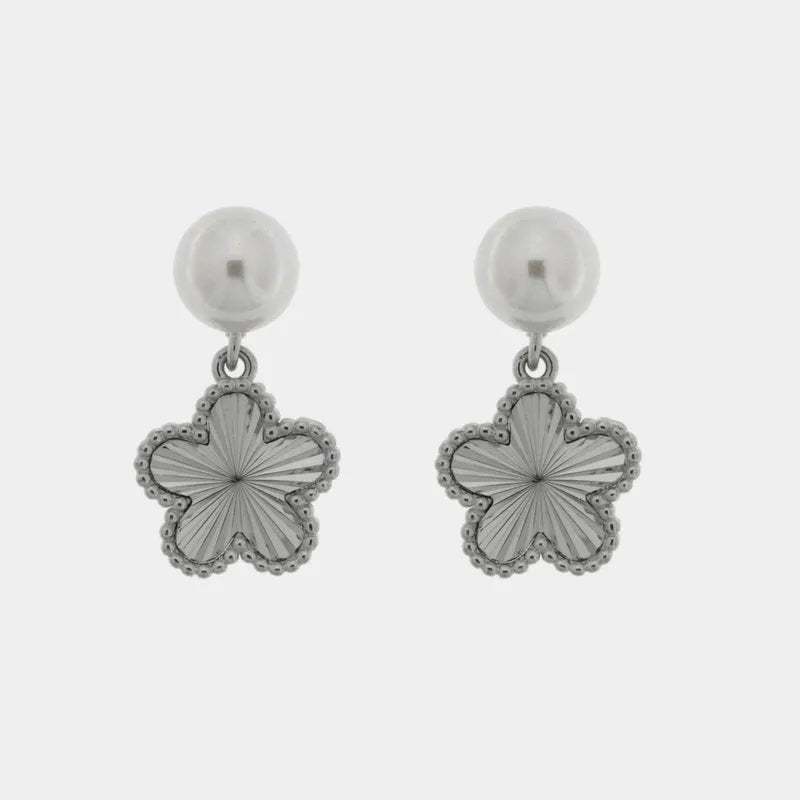 Orecchini in Argento 925 fiore con perla