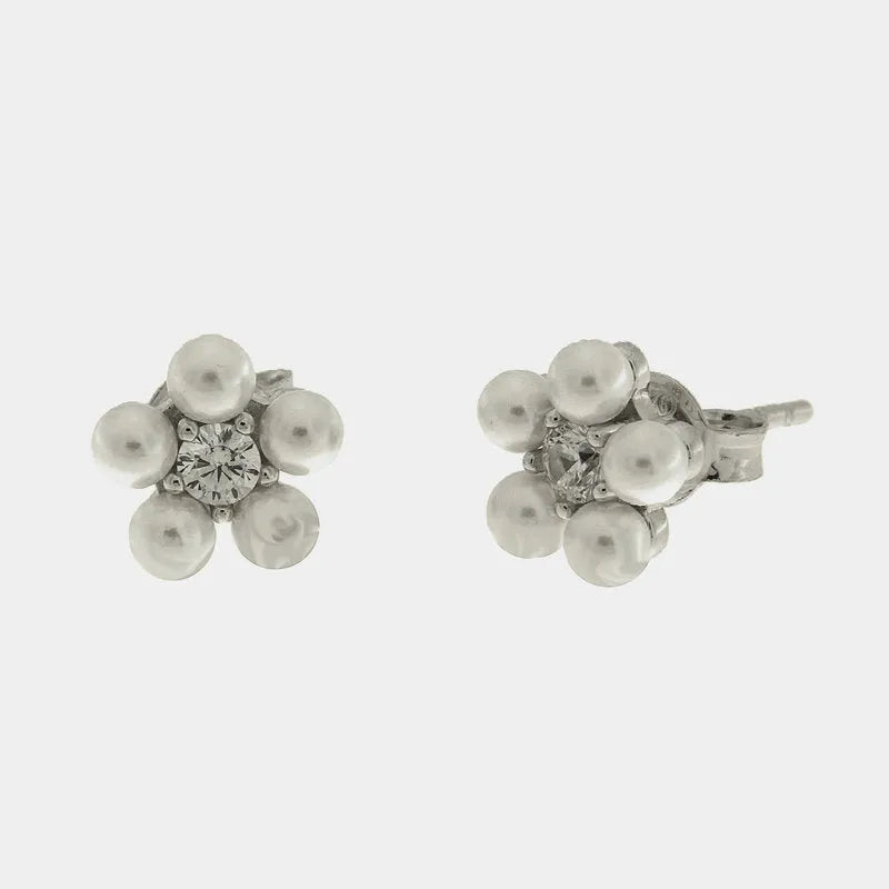 Orecchini in Argento 925 fiore con perle - BYSIMON gioielli
