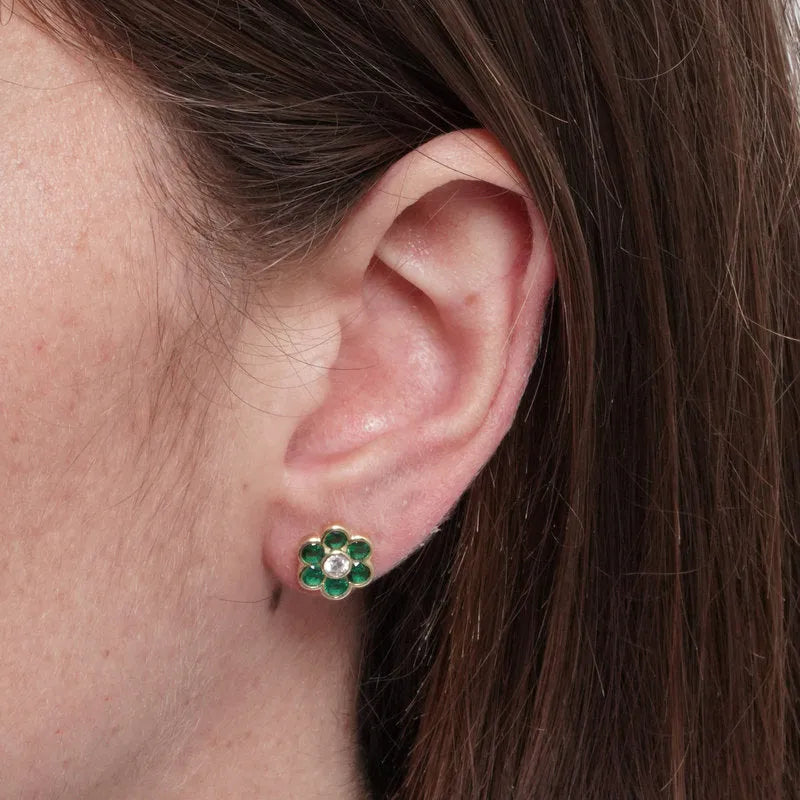 Orecchini in Argento 925 fiore verde