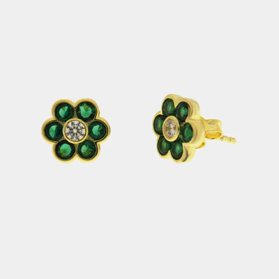 Orecchini argento 925 fiore verde - BYSIMON gioielli