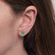 Orecchini in Argento 925 quadrifoglio smaltato verde