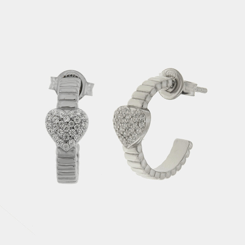 Orecchini argento 925 semicerchio con cuore - BYSIMON gioielli