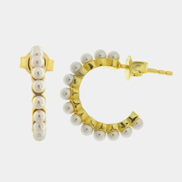 Orecchini in Argento 925 semicerchio con perle BYSIMON - gioiello BySimon