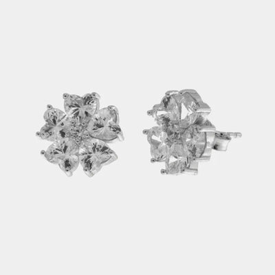 Orecchini argento 925 fiore zirconato - BYSIMON gioielli