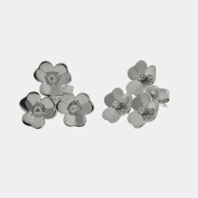 Orecchini argento 925 tris di fiori con punto luce - BYSIMON gioielli
