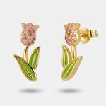 Orecchini in Argento 925 tulipano zirconato - BYSIMON gioielli