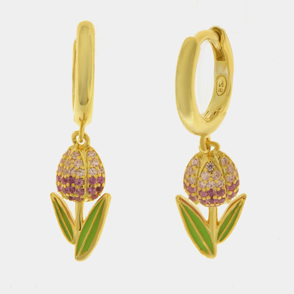 Orecchini in Argento 925 tulipano lilla BYSIMON - gioiello BySimon