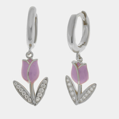 Orecchini argento 925 tulipano lilla - BYSIMON gioielli