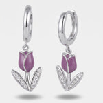 Orecchini argento 925 tulipano lilla - BYSIMON gioielli