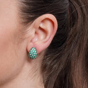 Orecchini in Argento 925 bombato con pave' verdi