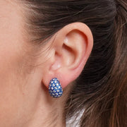 Orecchini in Argento 925 bombato con pave' blu