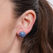 Orecchini in Argento 925 cerchio bombato con pave' blu