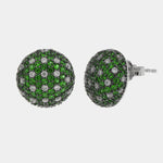 Orecchini in Argento 925 cerchio bombato con pave' verdi BYSIMON - gioiello BySimon