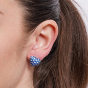 Orecchini in Argento 925 cuore bombato con pave' blu