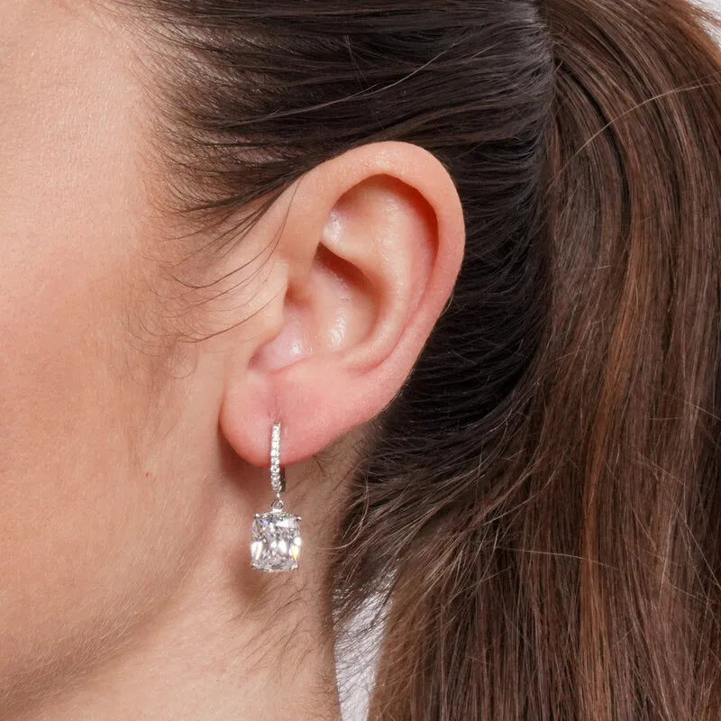 Orecchini in Argento 925 cerchietto con zircone pendente - BYSIMON gioielli