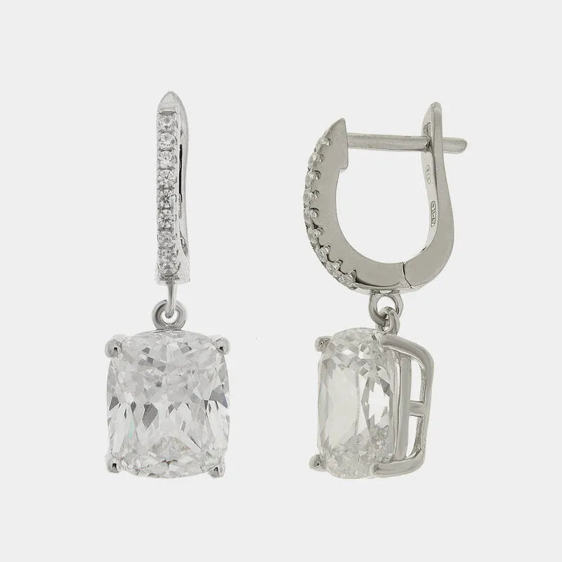 Orecchini in Argento 925 cerchietto con zircone pendente - BYSIMON gioielli