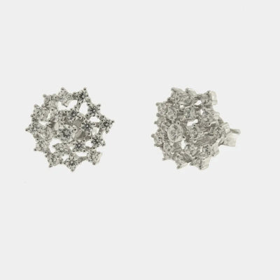 Orecchini argento 925 fiore a lobo zirconato - BYSIMON gioielli