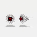 Orecchini in Argento 925 a lobo zirconato con punto luce rosso - BYSIMON gioielli