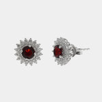 Orecchini in Argento 925 a lobo zirconato con punto luce rosso - BYSIMON gioielli