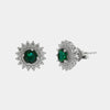 Orecchini in Argento 925 a lobo zirconato con punto luce verde