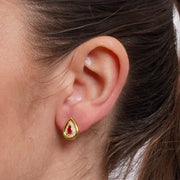 Orecchini in Argento 925 ovale a lobo con punto luce rosso