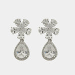 Orecchini in Argento 925 fiore zirconato con goccia pendente - BYSIMON gioielli